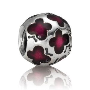 Pandora Retired Purple Enamel Butterfly with Sterling Silver Bead - 790438EN07